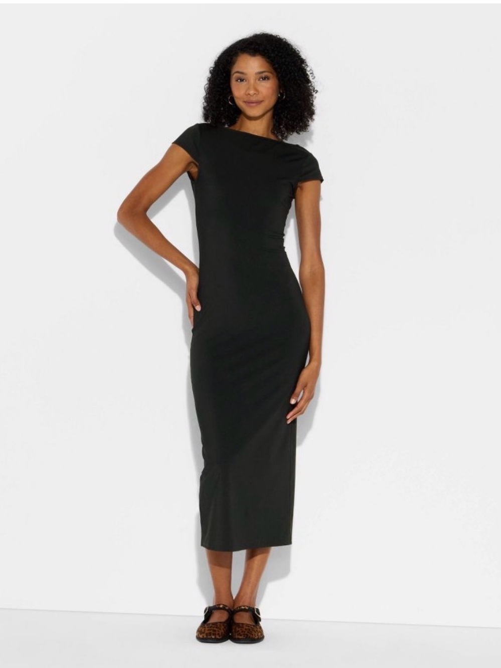 NWT Women’s Wild Fable Backless Cap-Sleeve Midi Dress Black XXL Bodycon